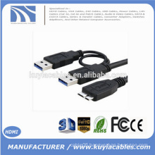Super speed USB 3.0 A Male to Micro USB 3.0 Y Cable For Mobile HDD Hard disk Black